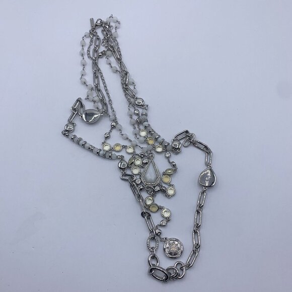 White House Black Market Layered Multi-Strand Silver-Tone Necklace - Picture 1 of 4